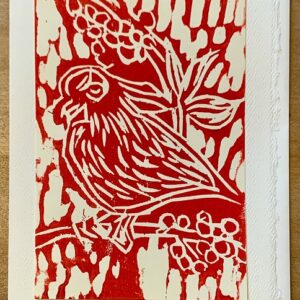 Red bird block print